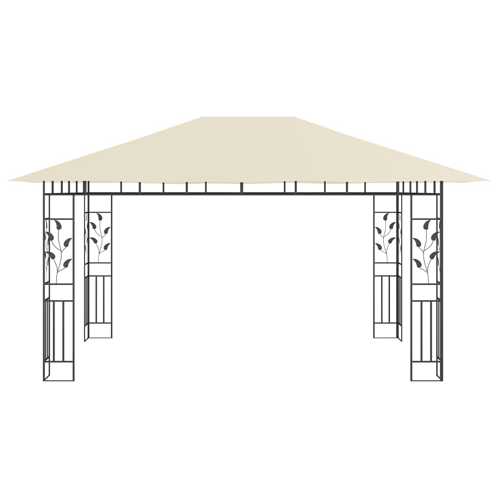 Willood Garten Pavillon mit Moskitonetz & LED-Lichterkette 4x3x2,73m Cremeweiß