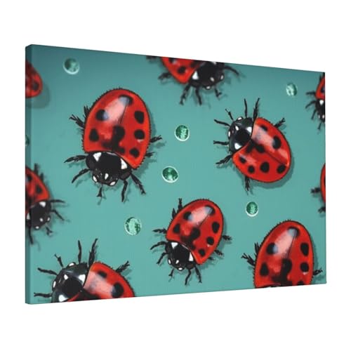 Impression sur toile coccinelles rouges 40x60 cm pour salon et bureau