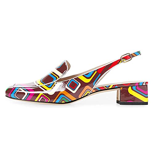 Image of YDN Women Closed Square Toe Block Low Heels Slingback Formal Loafer Dressy Shoes Office Lady Pump Size 4-15 US