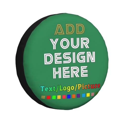 Image of Custom Spare Tire Cover with Picture, Customize Wheel Cover with Logo Personalized Waterproof Dust-Proof Polyester Tire Protectors for Trailer RV SUV All Vehicle, Seagreen