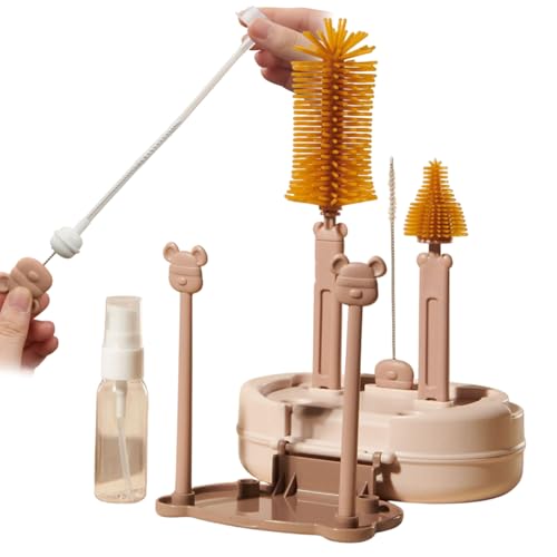 Kit Limpiador De Biberones - Juego De Cepillos Limpiabiberones - Herramienta para Tetinas con Caja Almacenamiento para Teteras Tuppers Y Vasos