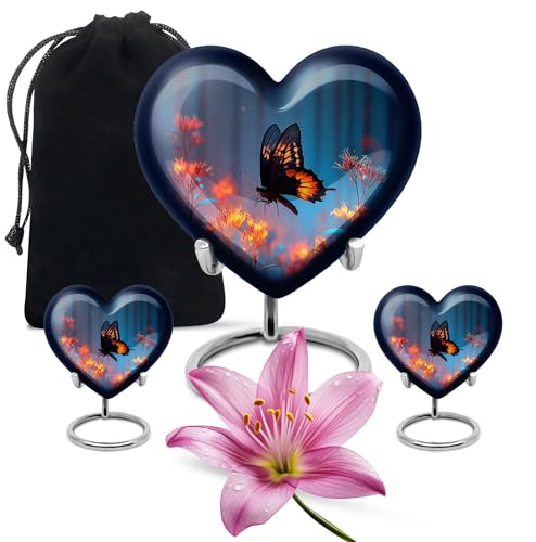 Image of Butterfly Urn Little Urn for Ashes Adult Male & Female 1 Large & 2 Small | Keepsake Cremation Urns, Memorial Urns