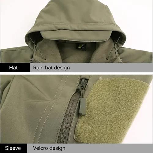 Jaqueta Tática Militar Militar De Pele De Tubarão Dos Homens (Verde, XXXL)