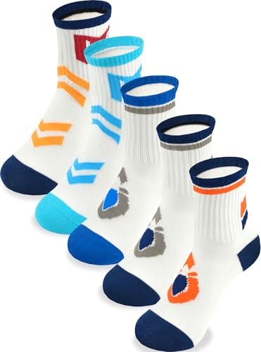 Boys Socks Toddler Youth Crew Kids Cotton White Colorful Pattern Size S