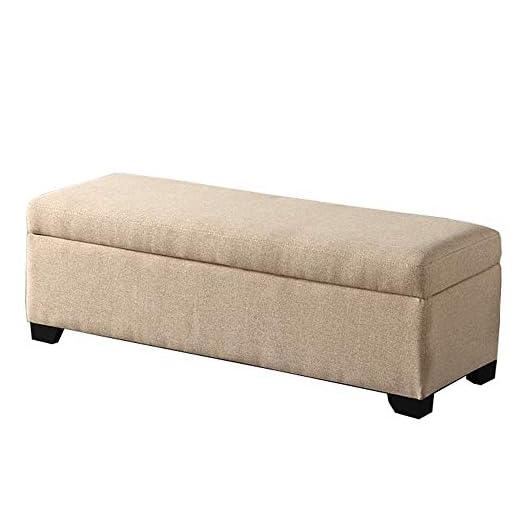 WHOJA Brandsäkerhet hopvikbar förvaring ottoman modern enkelhet avtagbart tyg byte skobänk stor kapacitet förvaring säng ände pall lagervikt 150 kg 120 x 40 x 40 cm ottomaner (färg: Beige)