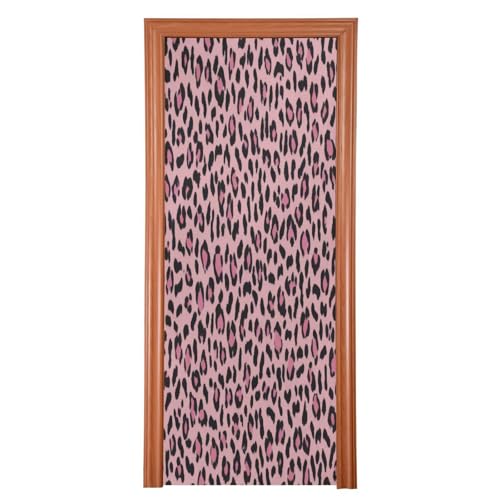 FLildon Charming Leopard Door Cover Decoration, Party Accessory Porch Decor for Festive Ornament Room Door Covers 35 x 79 Inch