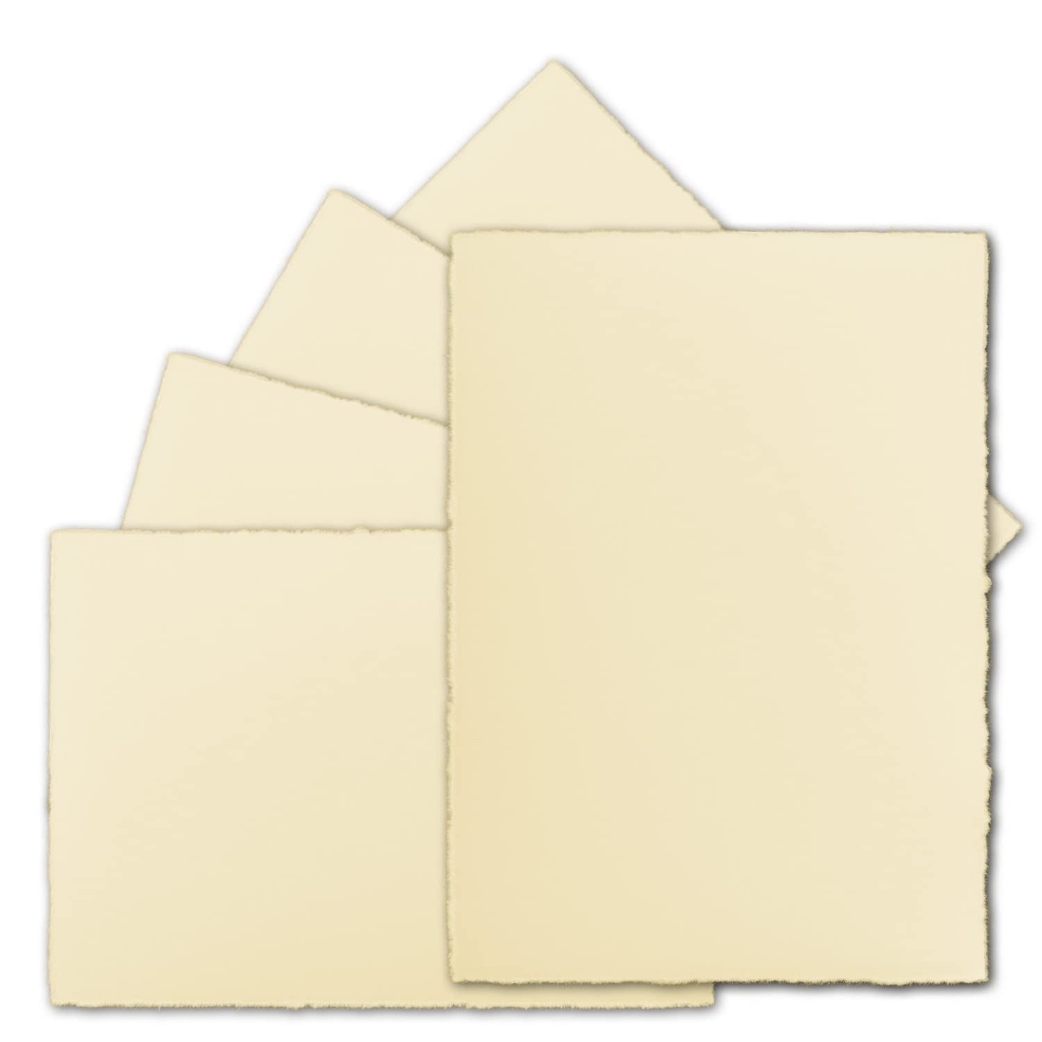 NEUSER PAPIER 150 sztuk ok. B6 Vintage kartki, papier czerpany, 113 x 175 mm, kość słoniowa półmatowa - bez fałd - powierzchnia Vellum