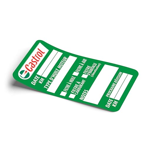 60 pegatinas de recordatorio de cambio de aceite para aceite Castrol, etiquetas autoadhesivas de PVC
