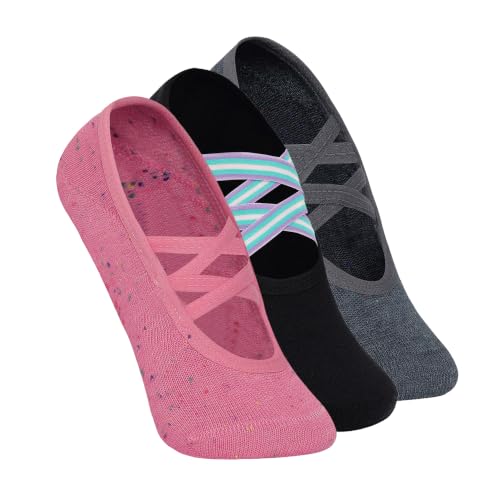 Image of Mint & Oak Pilates Socks with Grips for Women, Ankle Length Non-Slip Yoga Socks, Cotton Ideal For Yoga, Pilates, Gym, Workout, Cute Women's Gift