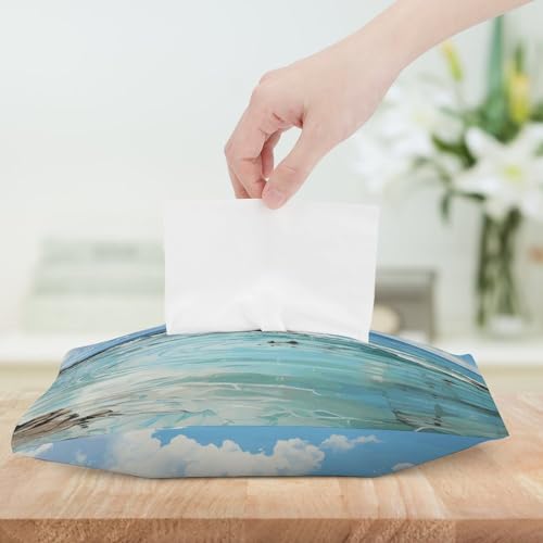 Étui boîte à mouchoirs imprimé tranquille cuir PU durable - 7