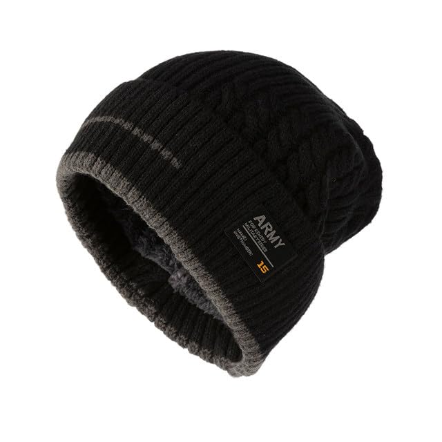 Gorro Beanie Touca Forrado Army Unissex Inverno Tricô (Preto)