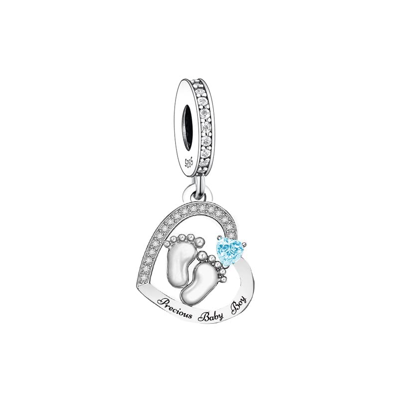 GenericM&S Precious Baby Boy Charm Feet Footprint Love Heart Charm Bead Pendant, 925 Sterling Silver Dangle Charm, Compatible With Pandora & European Bracelet …