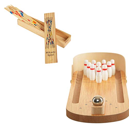 Image of Trinkets & More -Mikado Sticks Board Game Miniature Bowling|Desktop Office Indoor Games|Corporate Training & Workshop|Stress Relief For Adults & Kids (Mikado +Bowling Game)|Pack of 1