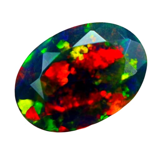 Opale noire à facettes et gemme ovale fumée multicolore de 9 mm à 12 mm