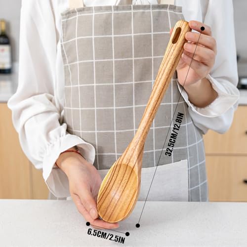 Zenxylo Wooden Spoons for Cooking, Wooden Cooking Spatula Turner and Spoon Set, 2-Piece, Sturdy, Lightweight and Heat Resistant - image 4