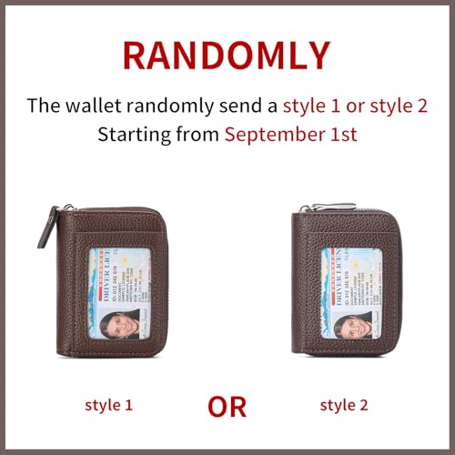 Image of RNIEGA Credit Card Holder Wallet RFID Blocking Leather Small Wallet for Women Double Zipper Wallet with ID Window
