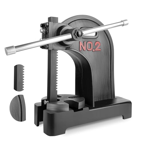 Manual Arbor Press, 2 Ton Arbor Press Manual Desktop Cast Iron Punch Press with Soild Thickened Base, for Riveting, Punching Holes, Stamping, Bending, Stretching, Forming (Black)