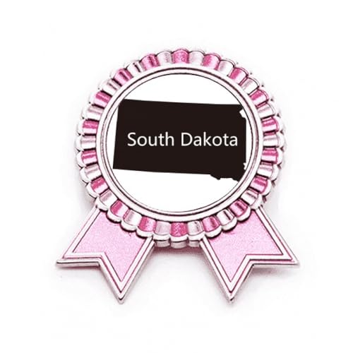 Broche rose Dakota du Sud pin's USA en métal taille M