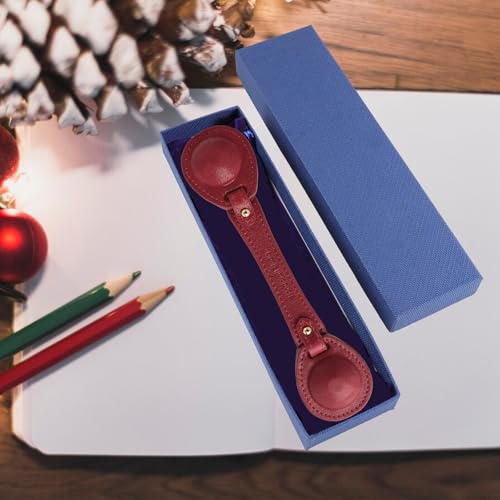 Image of Leather Weighted Book Page Holder for Women Men, Book Weight Page Holder for Book Lovers, Book Accessories Gift for Reading Lovers (Red)