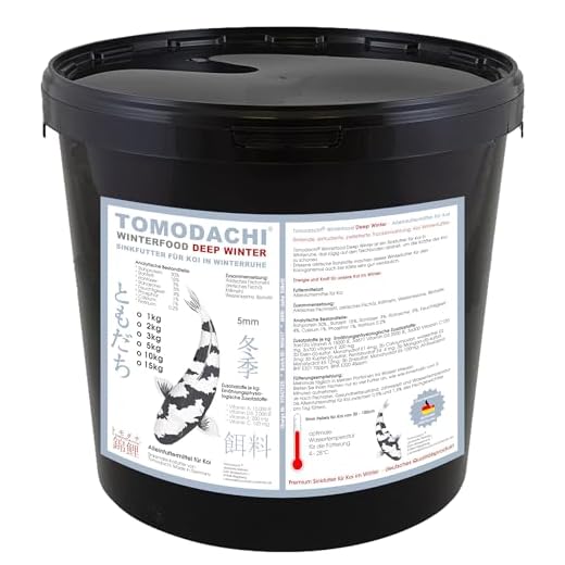 Koifutter Winterfutter Koi Sinkfutter für Koi in Winterruhe schnell sinkende energiereiche Koifutter Pellets hochverdaulich bei Kälte arktische Rohstoffe 5mm 3kg Eimer