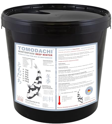 Koifutter Winterfutter Koi Sinkfutter für Koi in Winterruhe schnell sinkende energiereiche Koifutter Pellets hochverdaulich bei Kälte arktische Rohstoffe 5mm 3kg Eimer