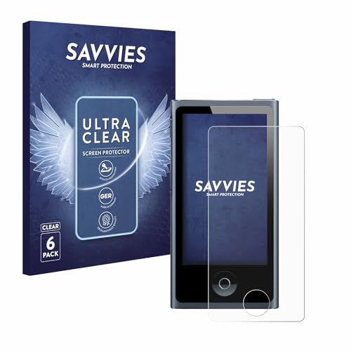savvies Protection Ecran pour Apple iPod nano 2012 (7ème Gen.) 6 Pièces - Film Protection Ultra Clair