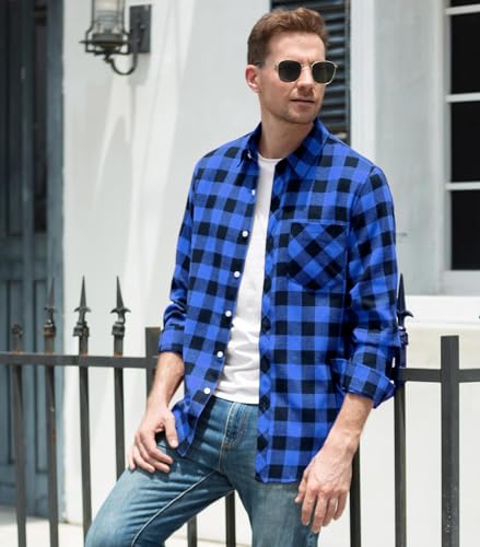 Image of Betusline Boy and Men Button Down Plaid Shirt