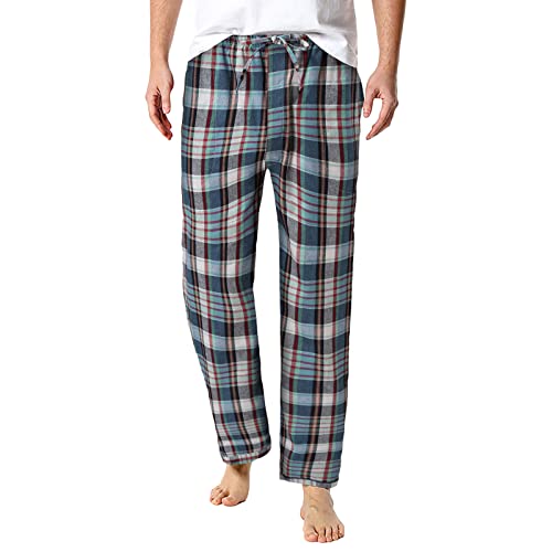 Mens Pajama Pants Buffalo Plaid Print Christmas Pajamas Bottoms Cotton Drawstring Elastic Waist Casual Soft Sleepwear