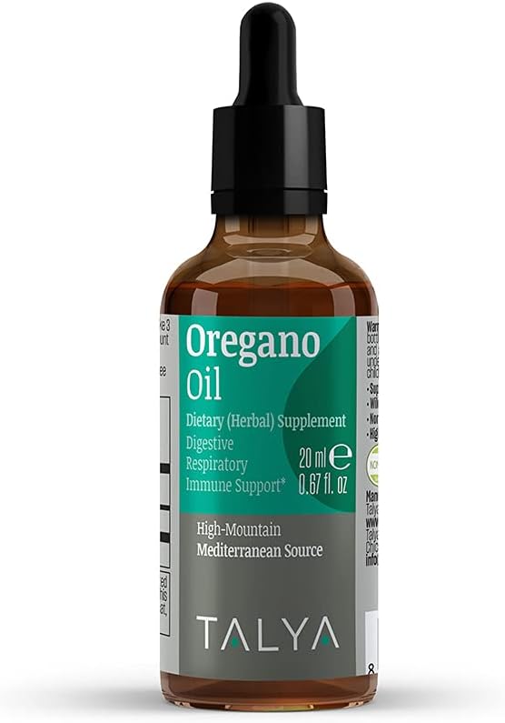 TALYA Oregano Oil 0.67 fl.oz | Oil of Oregano Liquid | Immune Support, High Carvacrol, Digestive Health | Non-GMO | Vegan | Mediterranean Oregano