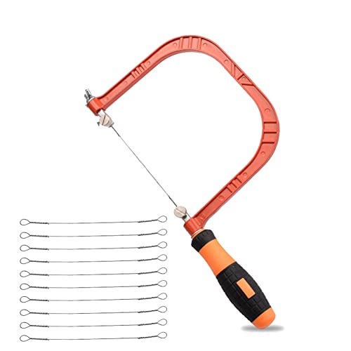 Scie à Chantourner de 5 Pouces Scie à Chantourner à Main avec 10 PièCes SéRies Lames SuppléMentaires de 130Mm Outil de Coupe de de Bricolage