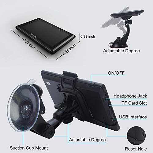 YoJetSing GPS Navigation for Car,Truck GPS 7 Inch HD GPS Navigator, Built-in 256MB+8GB Vehicle Navigation System, Voice Reminding