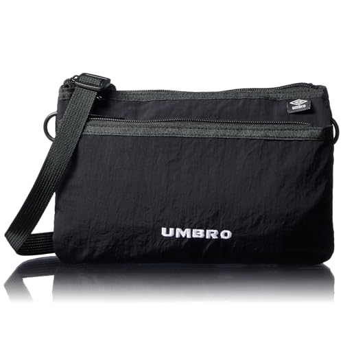 [アンブロ] サコッシュ 柔らかく 軽い ナイロン sonny ロゴ刺繍 ショルダーバッグ（Black/ブラック）