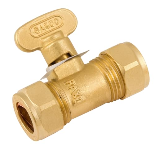 Westco Valve d'isolement de gaz 8 mm – Vanne d'arrêt à compression en laiton pour tuyauterie de gaz