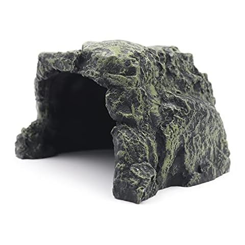 MUYIRTED Reptile Rock Hide Cave Resin Aquarium Decoration Large Terrarium Hideouts For Gecko Bearded Dragon Tortoise Snake Hide, Reptile Habitat Decor Accessories Cover