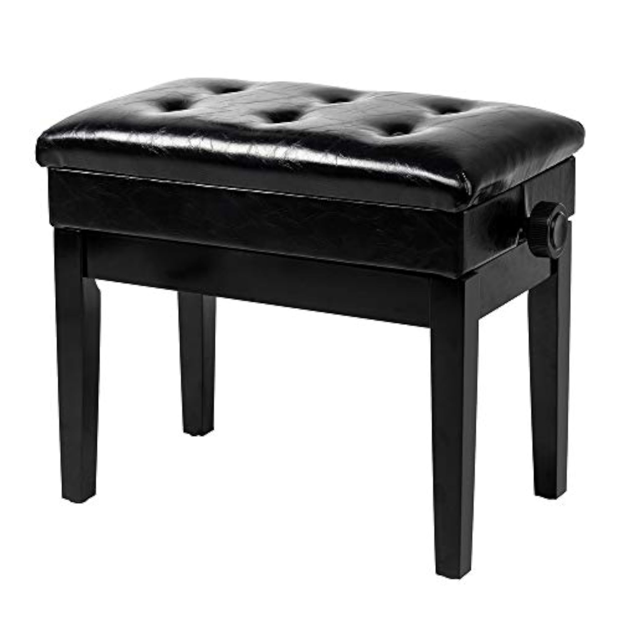 Adjustable Faux Leather Piano Bench with Storage