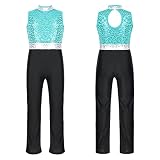Loyan Kids Girls Shiny Sequin Unitard Full Body Dance Costume Skating Jumpsuit Sleeveless Gymnastics