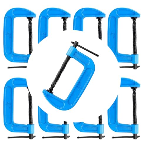 HOZEON 8 PCS 4 In C Clamp Set with 4-Inch Jaw Opening Sliding T-Bar Handle
