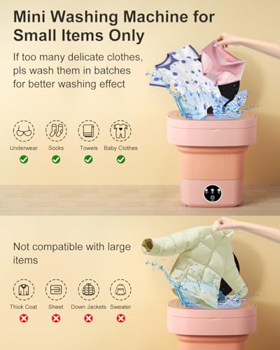 Image of Portable Washing Machine, 9L Mini Laundry Washer with 3 Modes Cleaning for Underwear, Baby Clothes, Sock, Small Delicates. Foldable Washer and Dryer Combo for Apartment, Home,Hotel, Camping,RV(Orange)