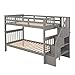 Ball & Cast Twin-Over-Twin Bunk Bed with Storage Ladder and Full-Length Guard Rail,Wood Bunkbed w/Slat Support,Space Saving,Bedframe Furniture for Student Dorms,Studio,Gray