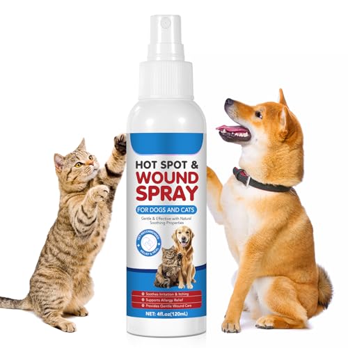 Spray Cicatrizzante Per Cani E Gatti,120Ml - Spray Veterinario Con Argento Quantum Per Prurito,Ferite E Infiammazioni - Formula Naturale Con Camomilla E Aloe Vera,Lenitivo E Protettivo Senza Alcol