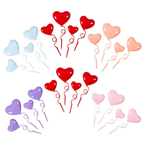 24 Pieces Plastic Heart Cake Topper 3D Love Plastic Cake Flag Cupcake Macaron Decoration For Valentines Day Wedding Anniversary Engagement Birthday Party Baby Shower Supplies #TOP1