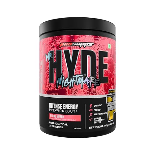 Image of ProSupps Hyde Nightmare Blood Berry Pre Workout Powder, 30 Servings | 6000 mg Citrulline, 3200 mg Beta-Alanine, Nootropics, Electrolytes, FSSAI Compliant, Banned-Substance Screened