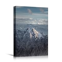 Canvas Wall Art Snowy Tops Cool Dramatic Mountain Nature Photography Romantics - 12x18 inches