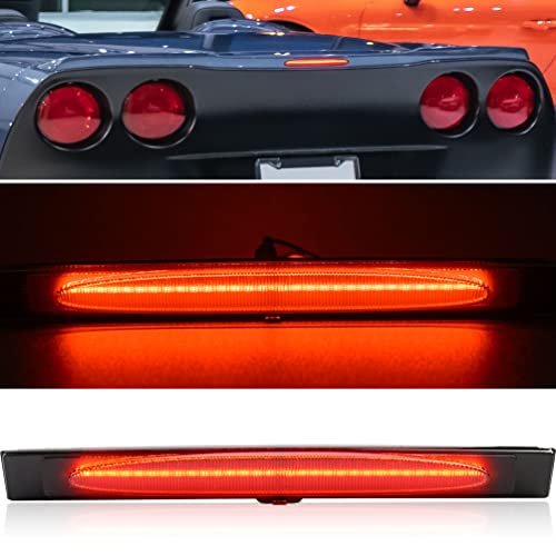 Corvette LED Rear Brake Lights Assemblies for Chevy Corvette C6 2005-2013 Z06 Grand Sport ZR1 427 Smoked Lens 3rd Third Tail Center High Mount Stop Light Parking Cargo Lamps Chevy-C6 OEM# 10440719 - Thumbnail 2