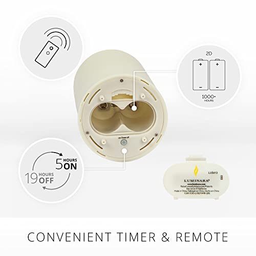 Image of Luminara Outdoor Flameless LED Ivory Candle Melted Edge 3.75 inch x 7 inch Real Moving Flame Battery Operated Timer Plastic Weather-Resistant