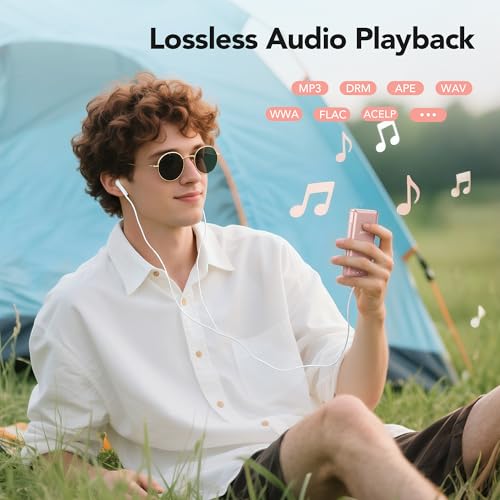 Image of AGPTEK A02PL 64GB MP3 Player, 65 Hours Playback Music Player, Rose Gold | Lossless Sound, Supports up to 128GB