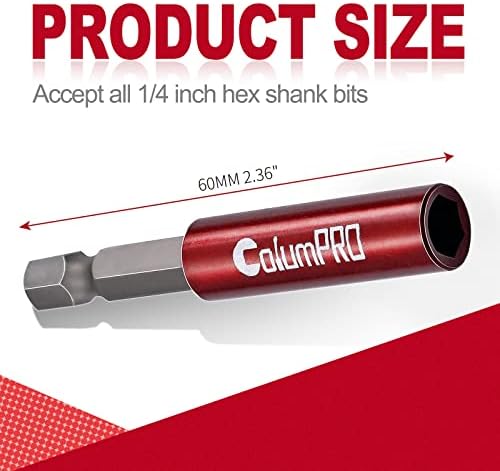 ColumPRO 3PCS 1/4" Strong Magnetic Extension Bit Holder,Hex Shank S2 Steel Magnetic,Screwdriver Extension,Quick-Change Hex Shank Set