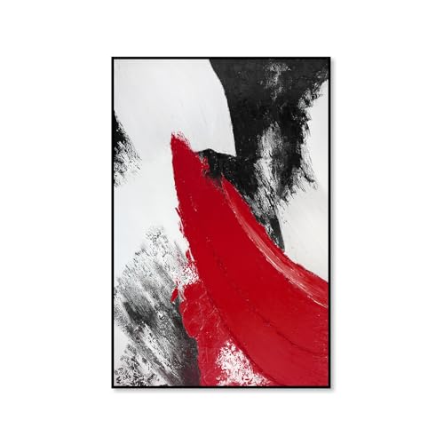 YPY Red Abstract Canvas Wall Art: Black and White Pictures