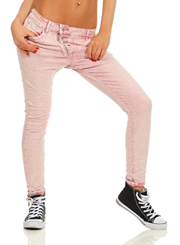 Fashion4Young 11105 Damen Jeans Hose Boyfriend