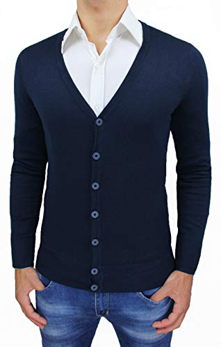 Pull Evoga homme bleu foncé pour corriger les coupes trop larges